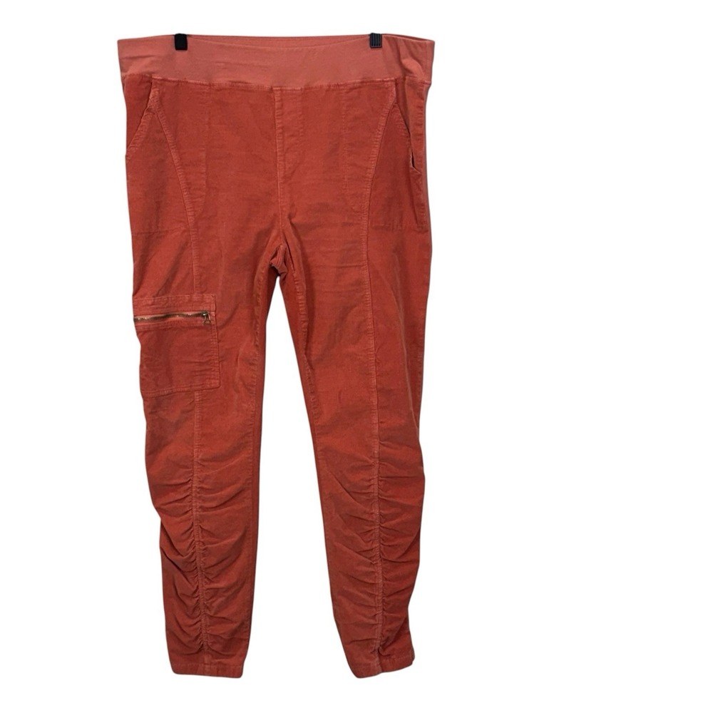 XCVI Wearables Womens Size Large Orange Ruched High Waisted Cord Penny Leggings